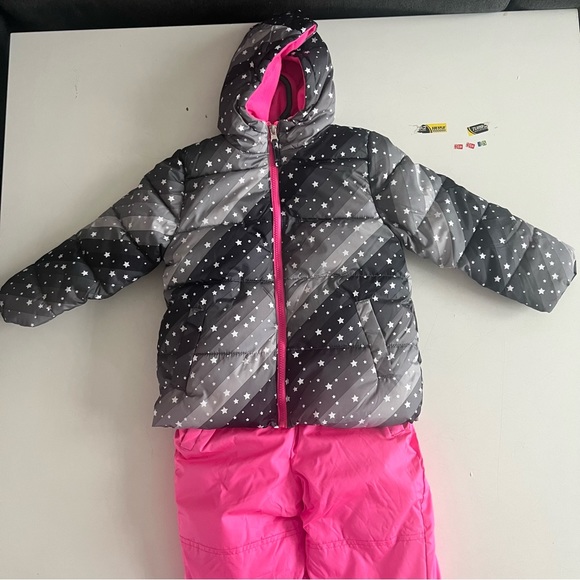 Pink Platinum Girls Heavyweight 2-Piece Skisuit Snowsuit Set Pink Grey Size 4 - Picture 11 of 11